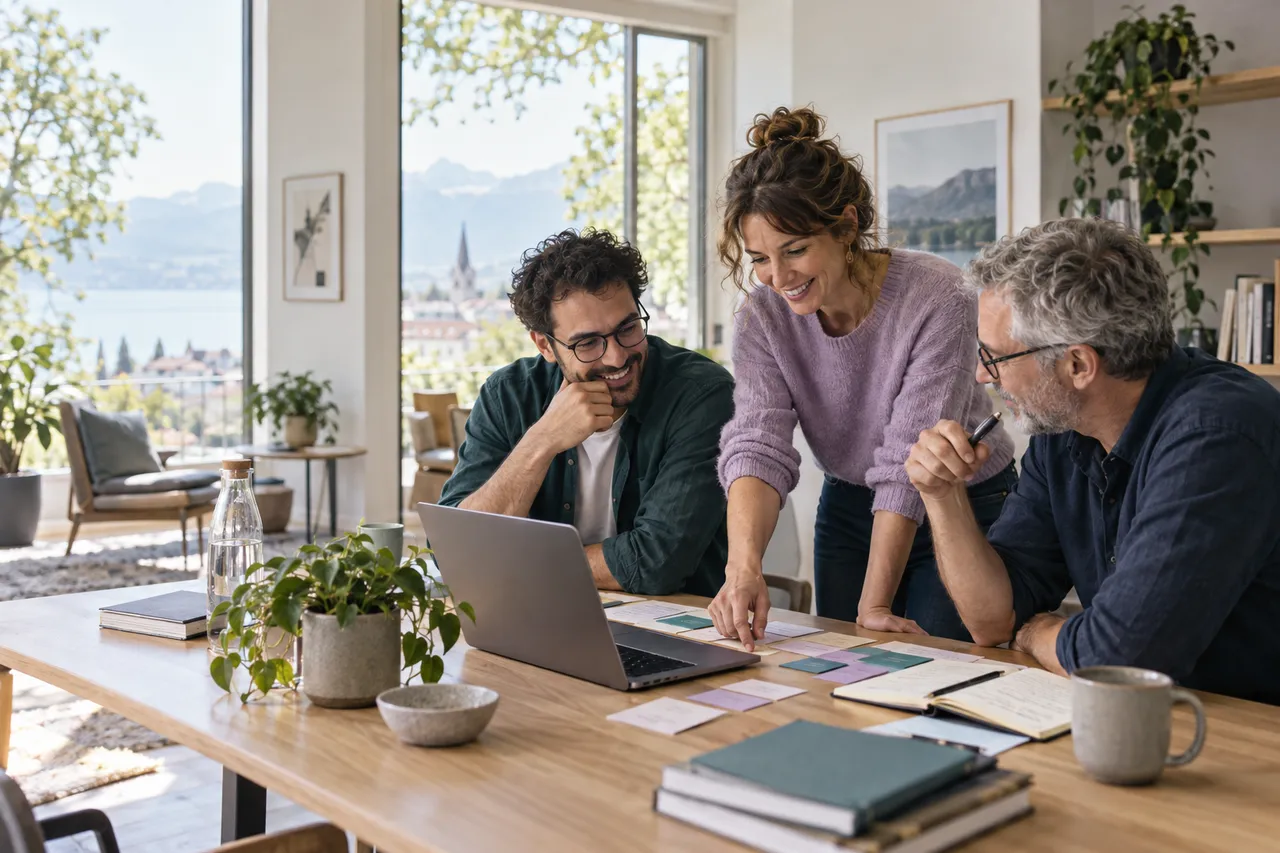 Scène illustrative générée : une équipe de PME prépare son projet autour d’une table.